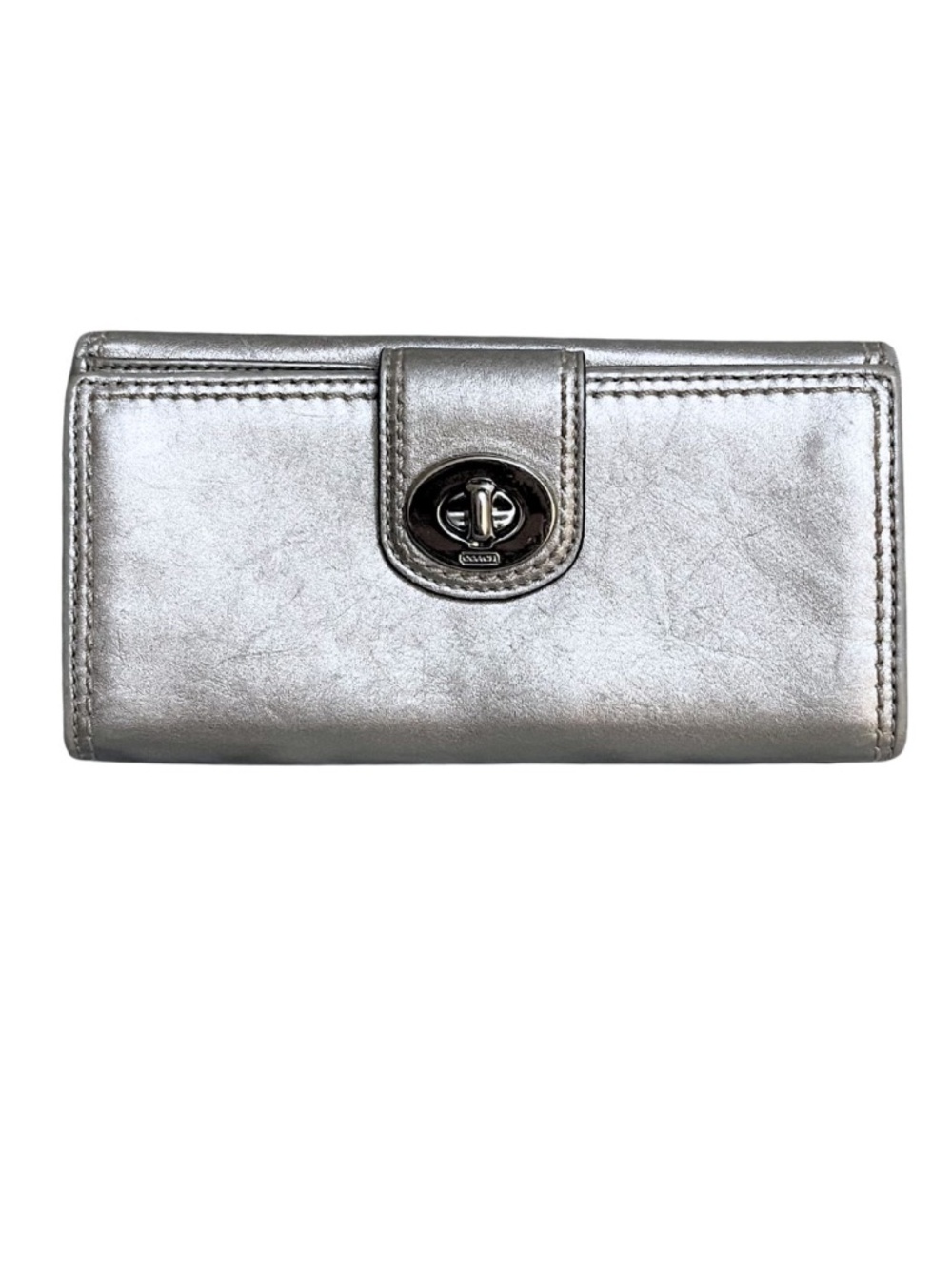 Coach Women's Silver and Grey Wallet-purses